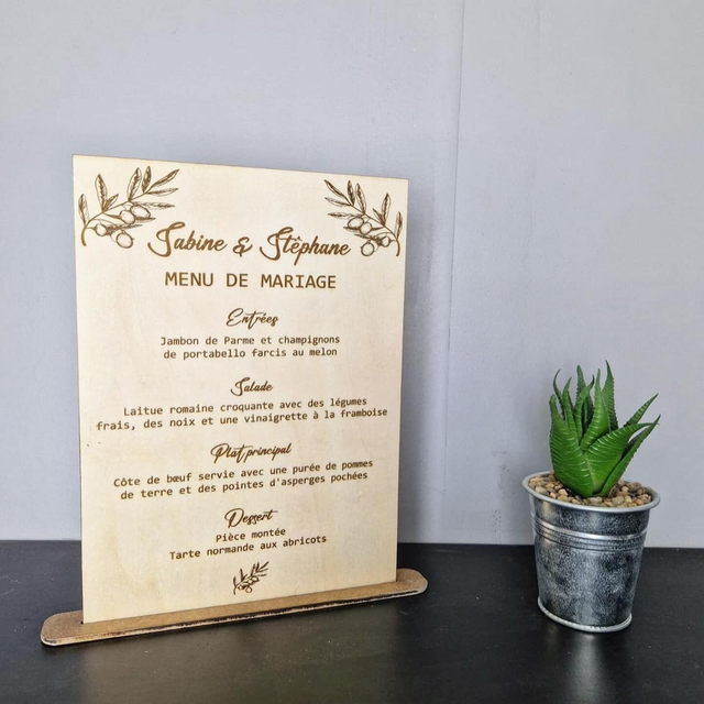 Menu de mariage ou d'anniversaire