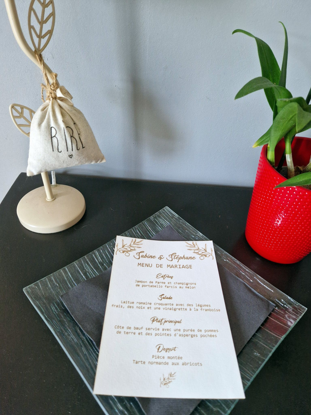 Menu pour les assiettes