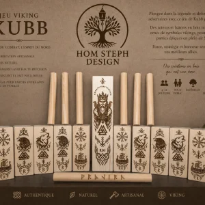 jeu de Kubb Viking en bois gravé au laser