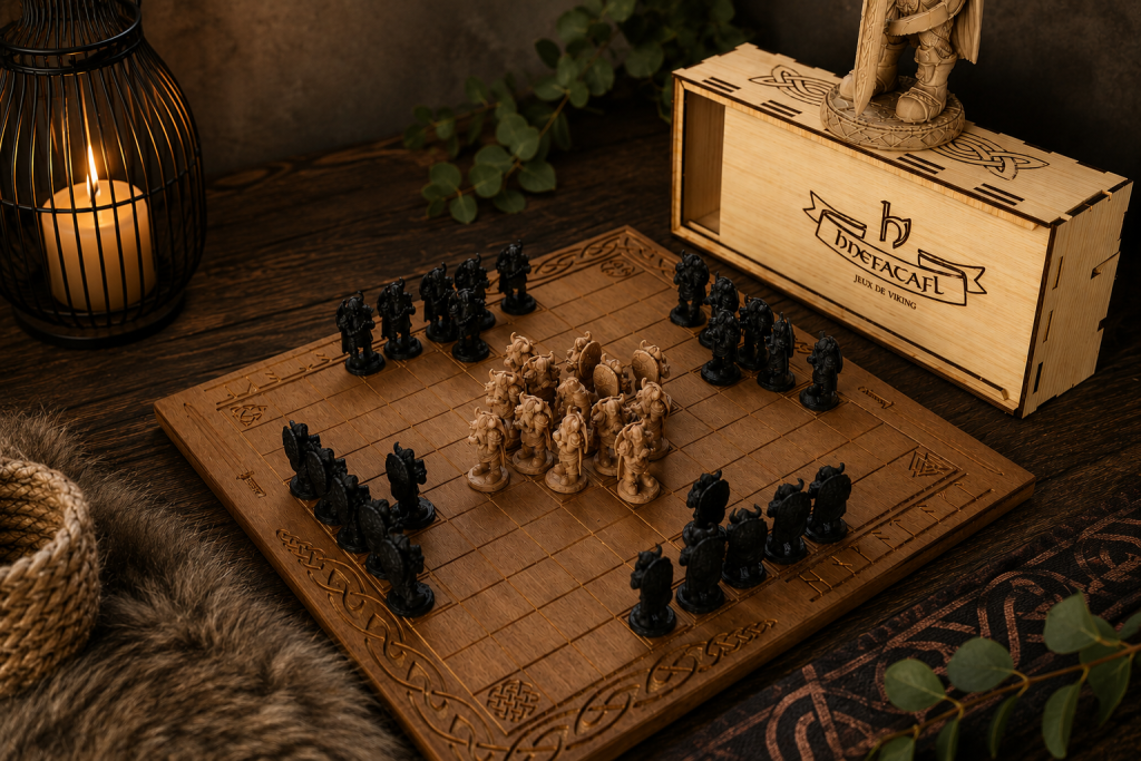 Hnefatafl pièces 3D avec plateau en bois