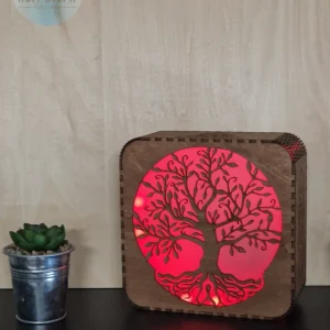 Lampe décorative arbre de vie en bois avec éclairage LED